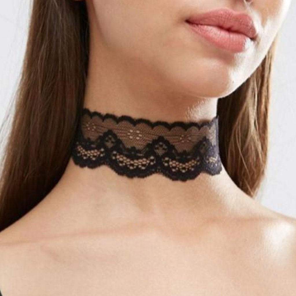 Asos One Size Black Lace Choker Necklace 10$